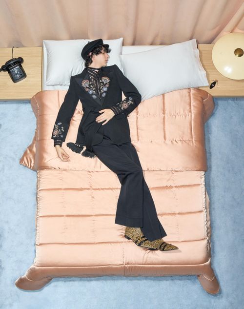 Valentino - Valentino Embroidered Belted Jacket In Grain De Poudre Wool - Black - Man - Coats And Blazers