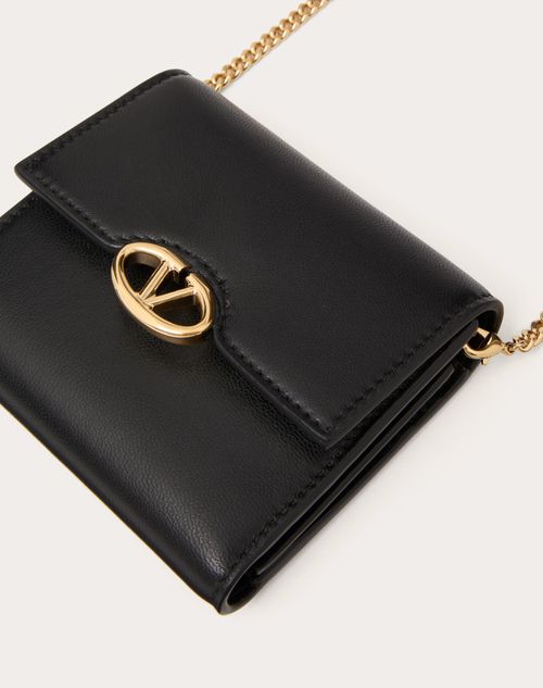 Valentino Garavani - The Bold Edition Vlogo Calfskin Wallet With Chain - Black - Woman - Wallets And Small Leather Goods
