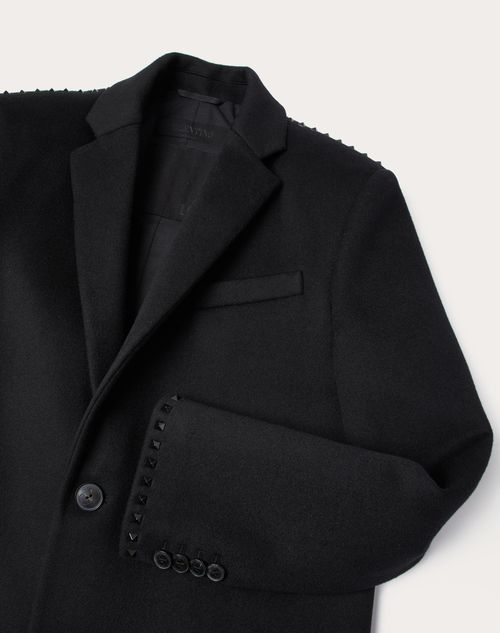 Single Breasted Coat In Double-faced Wool And Cashmere With Black 