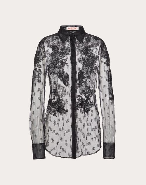 Valentino - Lace Shirt - Black - Woman - Shirts And Tops