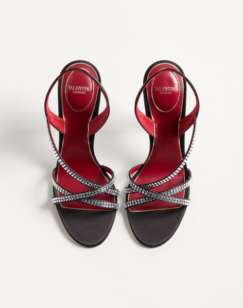 Valentino Garavani - Dans Le Foyer Satin Sandal With Crystals 105mm - Black - Woman - Sandals