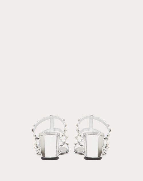 Rockstud Mirror effect Slide Sandal 60mm for Woman in Silver