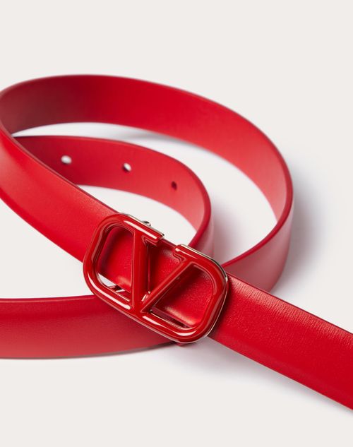 Vlogo Signature Belt In Shiny Calfskin 20mm for Woman in Rouge Pur