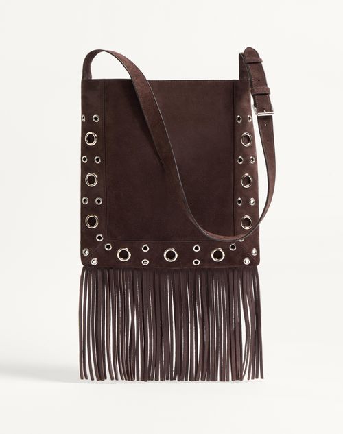 Valentino Garavani Nellcôte Suede Shoulder Bag With Fringes Valentino Garavani Nellcôte Suede Shoulder Bag With Fringes