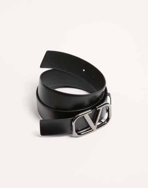 Valentino Garavani - Vlogo Signature Calfskin Belt 40 Mm - Black - Man - Accessories