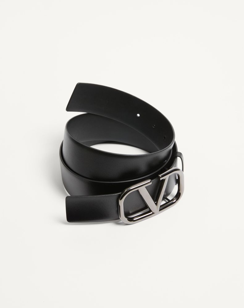 Valentino Garavani Vlogo Signature Calfskin Belt 40 Mm Man Black 085