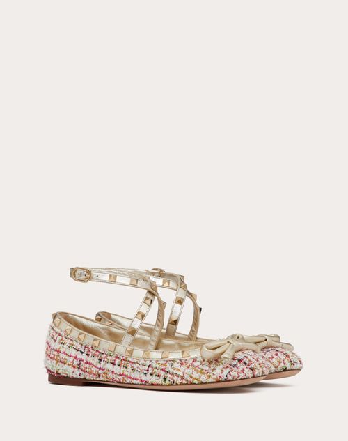 Valentino Garavani - Rockstud Tweed Ballerina - Rose Cannelle - Woman - Woman Shoes Private Promotions