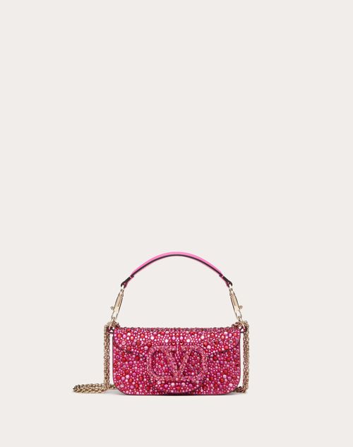 Small Loc Shoulder Bag With Rhinestones for Woman in Fuchsia