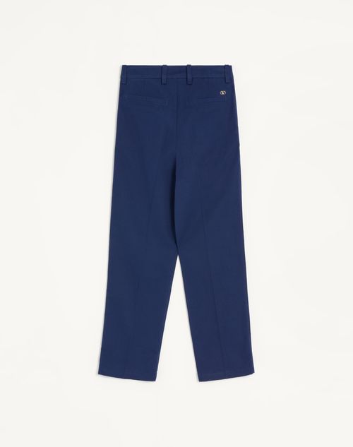 Valentino - Valentino Trousers In Cotton Gabardine - Cobalt - Man - Pants And Shorts