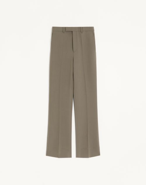 Valentino - Valentino Trousers In Lightweight Double Wool With Ironed Pleats - Taupe - Man - Trousers And Shorts