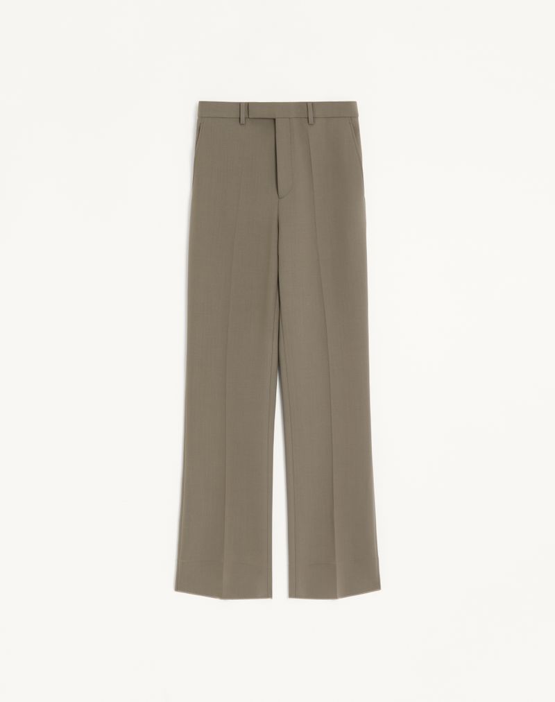 Pantalon Laine Double Légère Plis Creux Taupe — Valentino