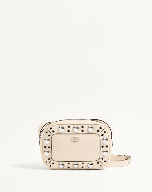 Valentino Garavani - Valentino Garavani Nellcôte Crossbody Bag In Grainy Calfskin - Light Ivory - Woman - Shoulder Bags