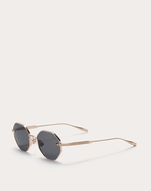 Valentino - Monture Hexagonale En Titane V-stud - Gris - Unisexe - Lunettes De Soleil