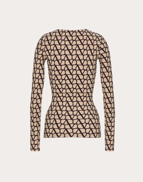 Valentino - Toile Iconographe Jersey Top - Beige/black - Woman - T-shirts And Sweatshirts