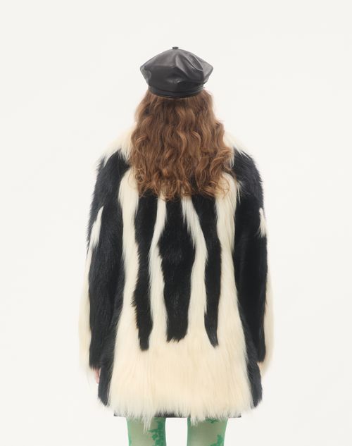 Valentino - Shearling Coat - Black/ivory - Woman - Coats And Outerwear