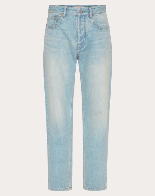 Red Valentino PANTALONE IN DENIM CON VLOGO SIGNATURE IMPRESSO