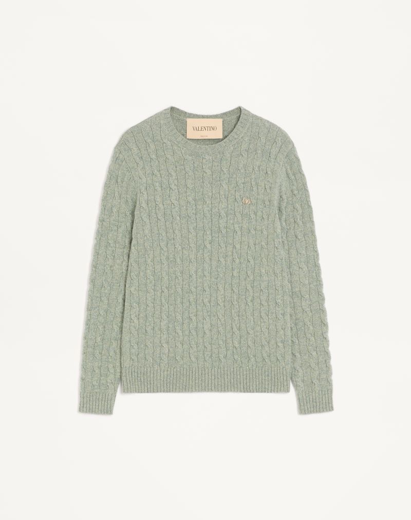 Pull Laine Torsades VLogo Sage — Valentino