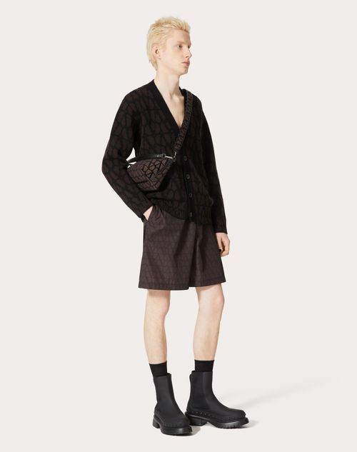 Valentino - Wool Cardigan With Toile Iconographe Pattern - Black - Man - Knitwear