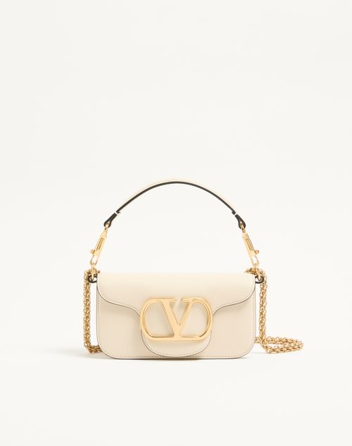 Valentino Garavani - Valentino Garavani Locò Small Shoulder Bag In Calfskin - Light Ivory - Woman - Shoulder Bags