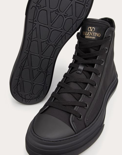 Totaloop Nylon And Leather High-top for Man Cannelle | Valentino US