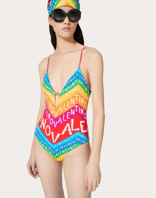 VALENTINO CHEVRON LYCRA 24 ONE-PIECE SWIMSUIT