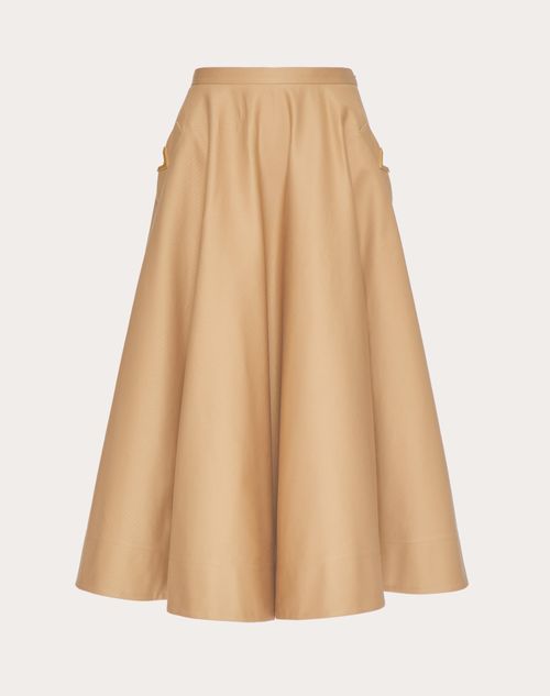 Valentino - Falda Midi De Algodón Elastizado - Beis - Mujer - Tienda De Invierno