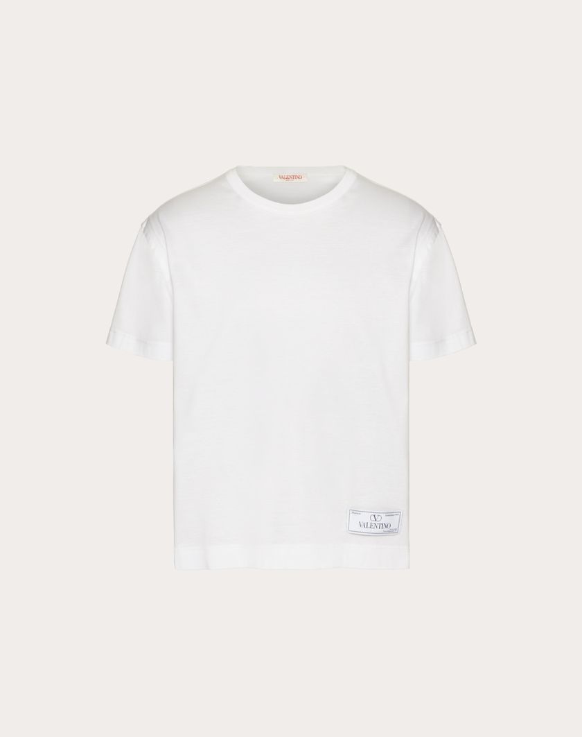 Valentino Handbags T-shirt In Cotone Con Etichetta Sartoriale Maison Valentino per Uomo in Bianco | Valentino IT