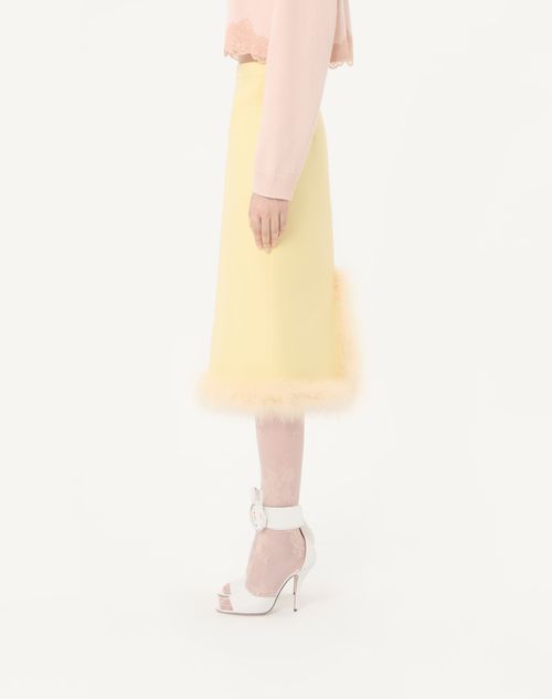 Valentino - Crepe Couture Skirt With Feathers - Yellow - Woman - Skirts