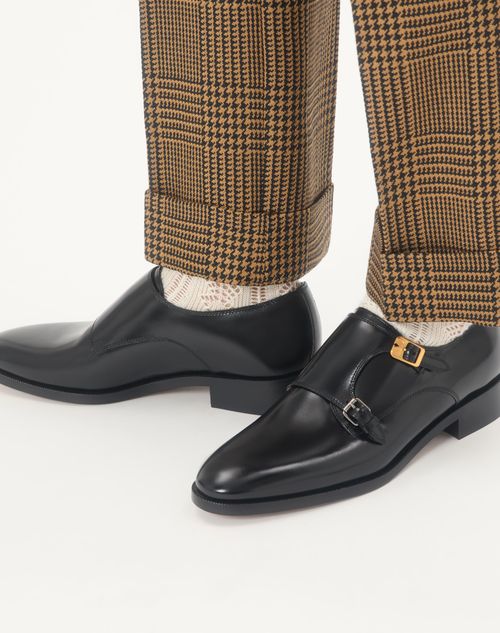 Valentino Garavani - Pas Des Dieux Double Monk Strap Shoes In Calfskin - Black - Man - Shelf - M Shoes - Lace Ups