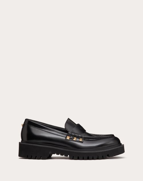Valentino Garavani - Rockstud Calfskin Loafer - Black - Woman - Boots&booties - Shoes