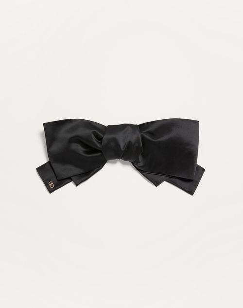 Valentino Garavani - Vlogo Signature Satin Bow Hairclip - Black/gold - Woman - Hair Accessories