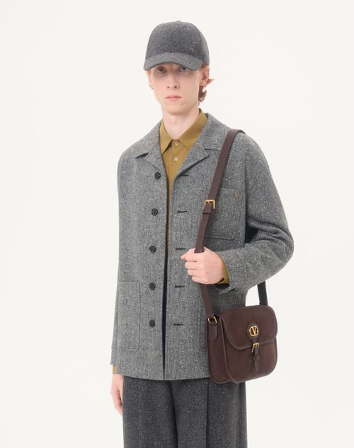 Valentino - Valentino Shirt Jacket In Boutonné Wool With Vgold - Grey - Man - Outerwear