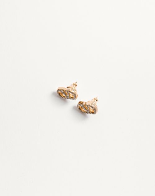 Valentino Garavani - Vlogo Signature Earrings In Metal And Swarovski® Crystals - Gold/crystal - Woman - Jewelry