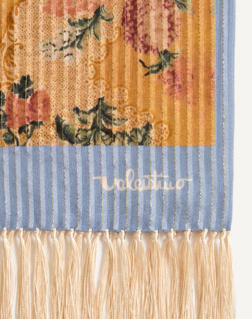 Valentino Garavani - Après L'hiver Scarf In Printed Silk And Lurex With Fringes. - Multicolour - Woman - Soft Accessories