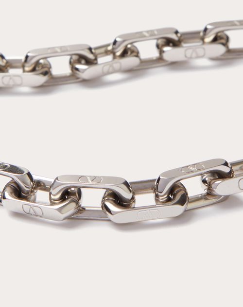 Valentino Garavani - Vlogo Chain Metal Necklace - Palladium - Man - Jewelry