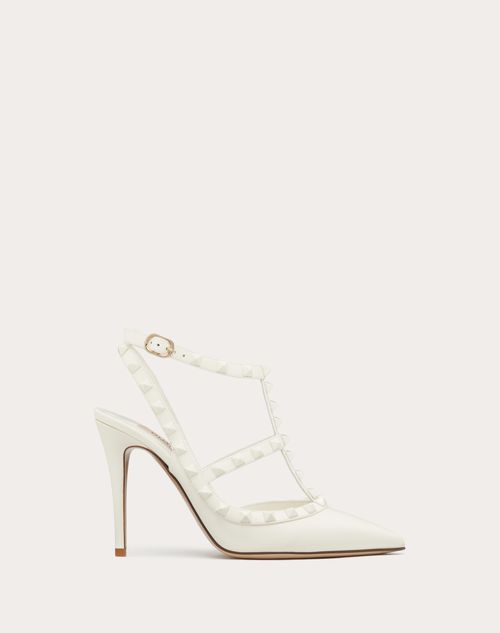 Valentino Garavani - Rockstud Ankle Strap Pump With Tonal Studs 100 Mm - Ivory - Woman - Pumps