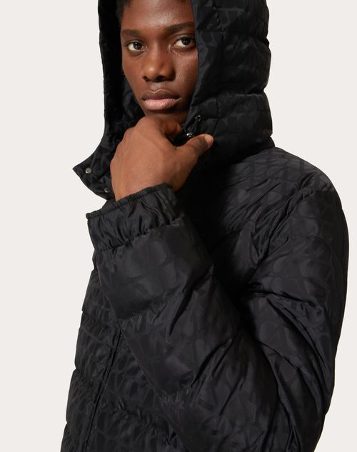 Nylon Down Jacket With Toile Iconographe Pattern for Man in Black ...