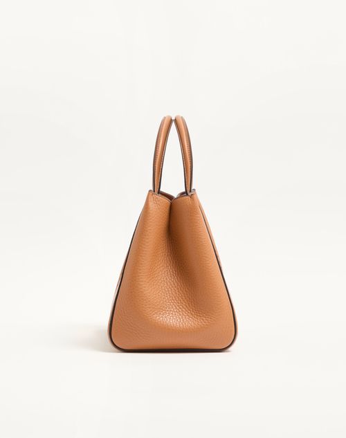 Valentino Garavani - Valentino Garavani Alltime Medium Handbag In Grainy Calfskin With Cherryfic Embroidered Ribbon Shoulder Strap. - Almond - Woman - Top Handle Bags