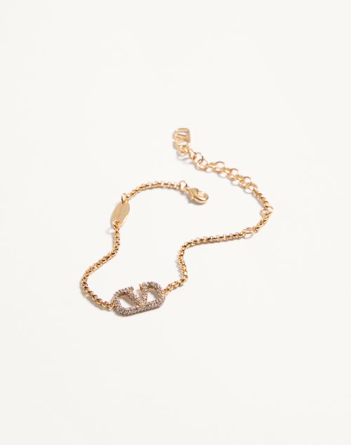 Valentino Garavani - Vlogo Signature Bracelet In Metal And Swarovski® Crystals - Gold/crystal - Woman - Accessories