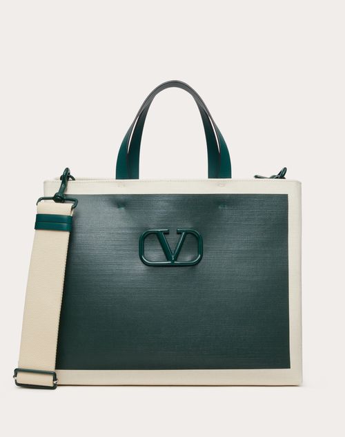 Valentino Garavani - Vlogo Signature Canvas Shopping Bag - College Green/natural - Man - Gifts For Him