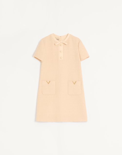 Valentino - Short Dress In Curly Wool - Birch - Woman - Dresses