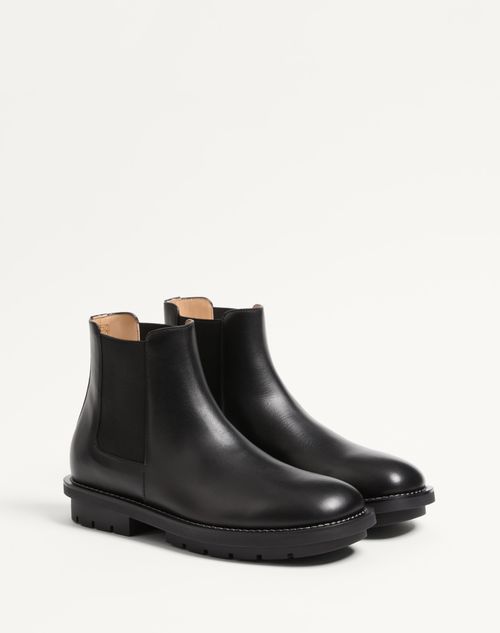 Valentino Garavani - Urbie Calfskin Ankle Boot - Black - Man - Shelf - M Shoes - Boots