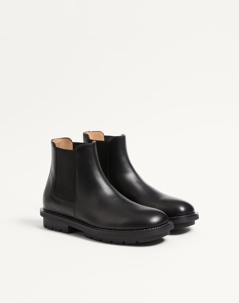 Valentino Garavani Urbie Calfskin Ankle Boot Man Black 43.5