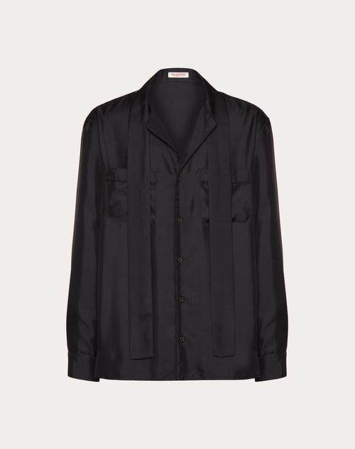 Valentino - Camisa De Pijama De Seda Con Chal En El Cuello - Negro - Hombre - Camisas