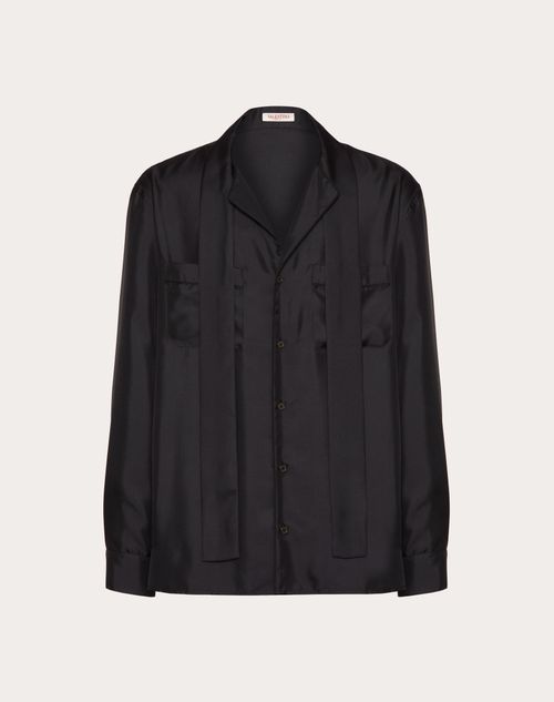 Valentino - Chemise Style Pyjama En Soie Avec Foulard À L'encolure - Noir - Homme - Chemisiers