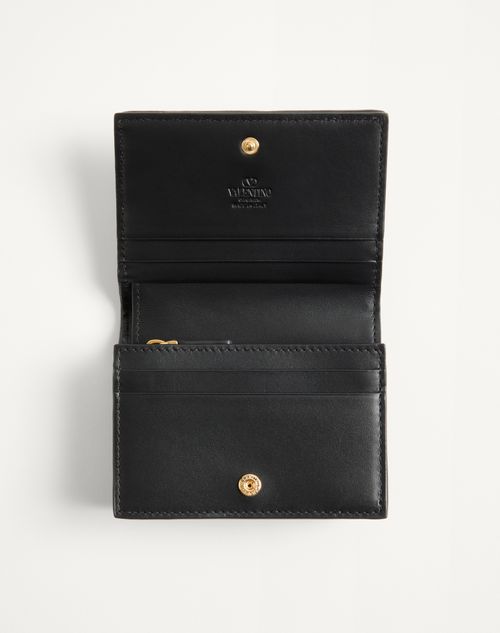 Valentino Garavani - Valentino Garavani Flutterby Wallet In Shiny Nappa Leather With Butterfly Embroidery - Black - Woman - Accessories