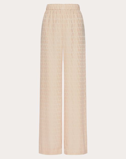Valentino - Pantaloni In Silk Jacquard Toile Iconographe - Poudre - Donna - Pantaloni E Shorts