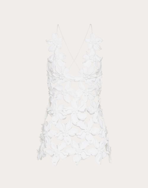 Valentino - Embroidered Piquet Top - White - Woman - Shelf - Pap - L'ecole