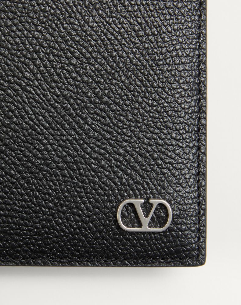Valentino Garavani Vlogo Signature Grainy Calfskin Wallet Man Black Uni