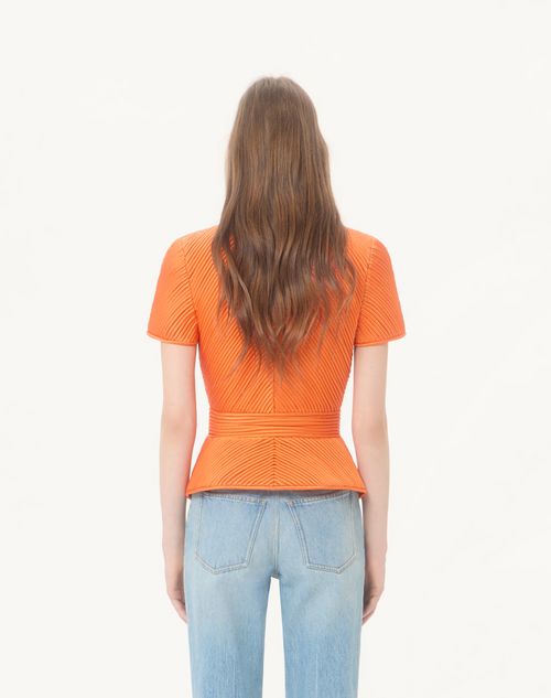 Valentino - Embroidered Tulle Illusion Jacket - Orange/black - Woman - Jackets And Blazers